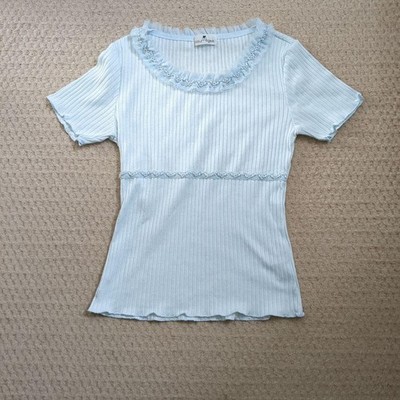 Courreges Top Light Blue Rhinestone Size 38