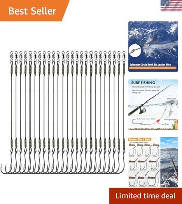 Versatile 25/50PCS Circle Hooks with Strong Steel Leaders for All Fishing Types