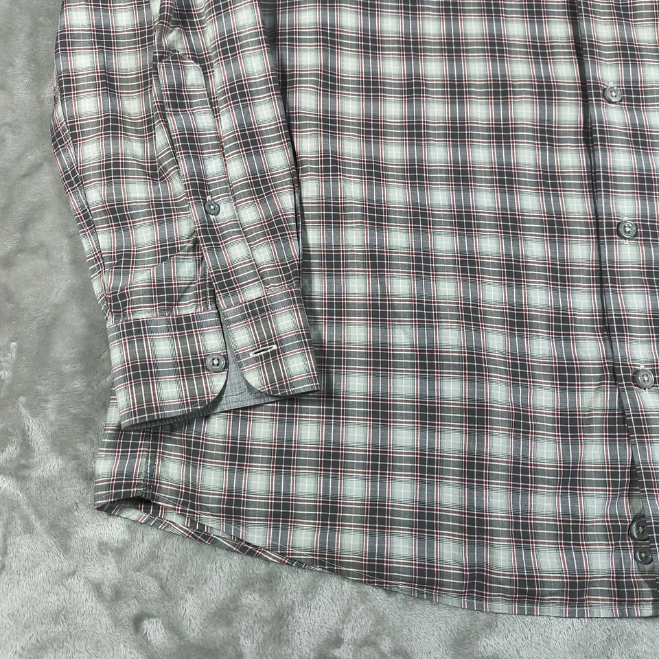 Camisa Ermenegildo Zegna Para Hombre Grande Gris Rojo Blanco A Cuadros Algodón Abotonado Foto 4 de 4