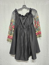 Black Off Shoulder Embroidered Dress Curvy 0XL