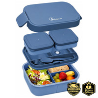 Brotdose 1300Ml Auslaufsicher Bento Box Mit FäChern FüR Kinder Erwachsene Blau