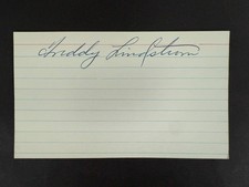 Fred Lindstrom, SIGNED 3x5 Card, Giants HOF (Died 1981) - JSA.