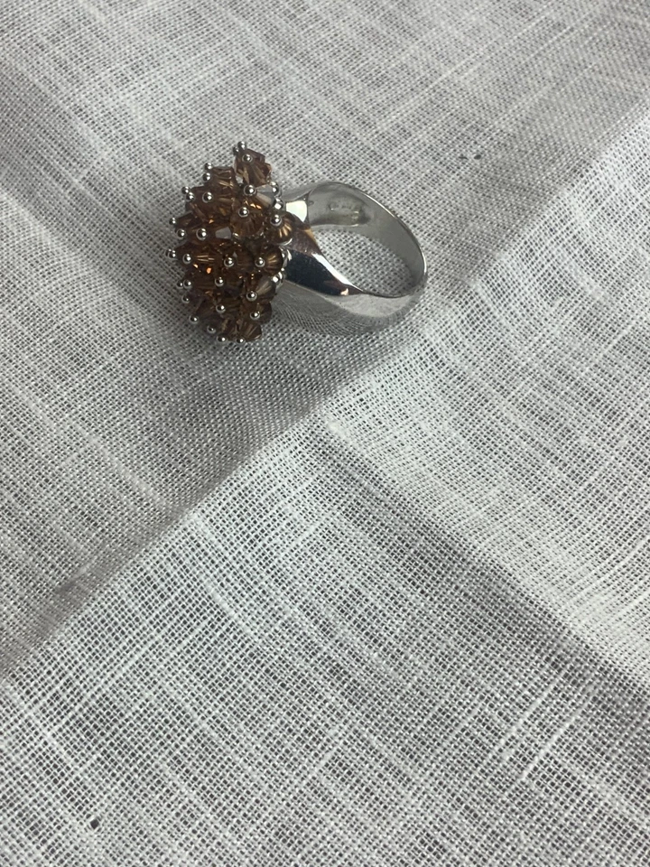 Anello in Argento 925 con pietre ambra, come nuovo - Immagine 4 di 4