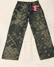 Checkered Denim Jeans