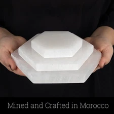 Selenite Charging Plate Hexagon, Cleansing, Healing Crystal Gift, 4", 6", 8"