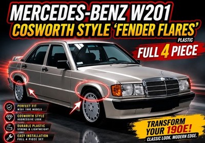 W201 190e Cosworth 2.3-16 Plastic Fender Flares 4 Piece Mercedes