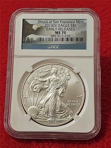 2014(S) American Silver Eagle ASE Dollar STRUCK AT SAN FRAN NGC MS 70 ER #T2016
