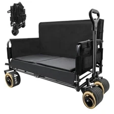 Collapsible Foldable Wagon Cart with Wheels 240L Capacity Folding Sports Wago...