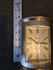 Bulova Clock Alarm Brass Vintage 4RE720 Desk Mantle Or Bedside Clock Quartz