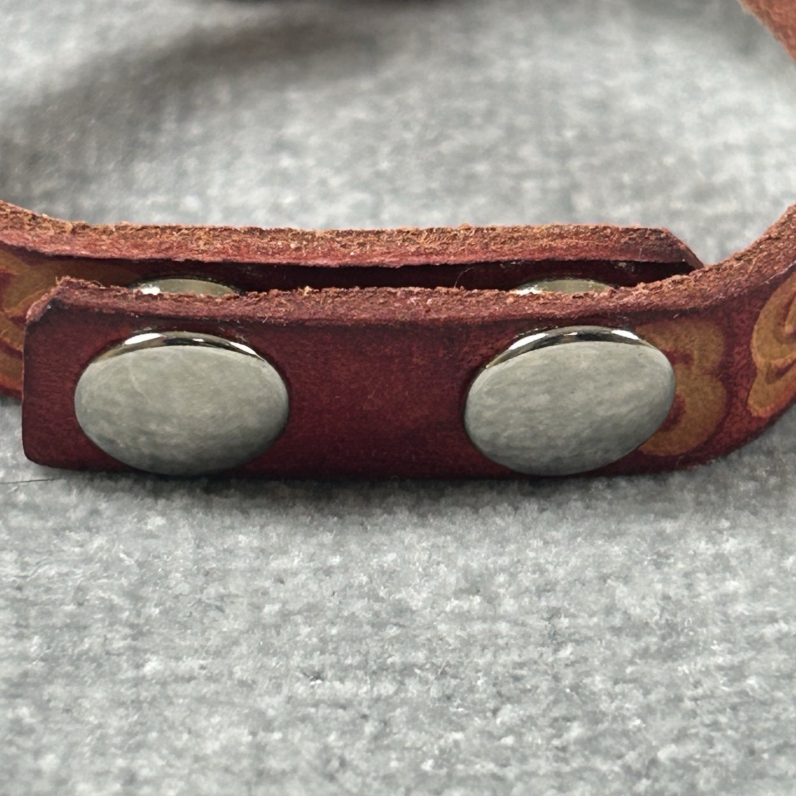 Floral Leather Snap Button Adjustable Bracelet Re… - image 4