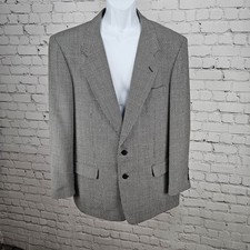 Jones New York Black Grey 100 Wool 2 Button Notch Blazer Sport Coat 42R