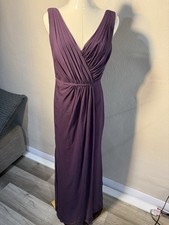 Deep Plum Sleeveless V-Neck Ruched Evening Gown Size 4