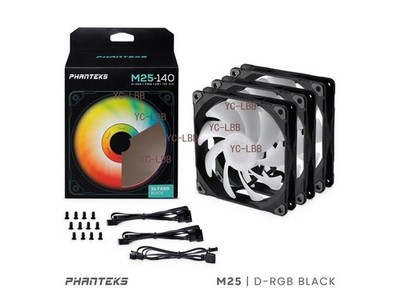 Phanteks M25 PWM D-RGB 140mm Case Fan - Black, 3-Pack