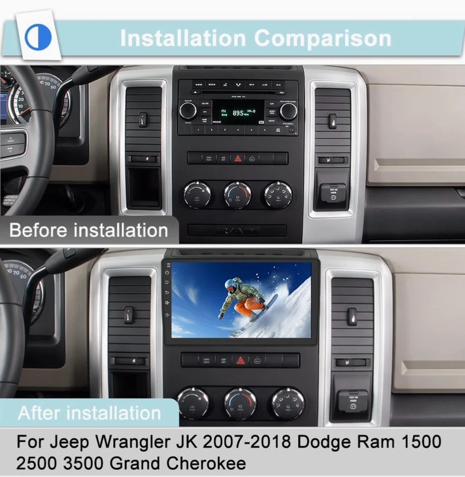 (4GB+64GB) Car Radio Stereo Upgrade for Jeep Wrangler JK 2007-2018 Compass Grand - Image 2 of 4