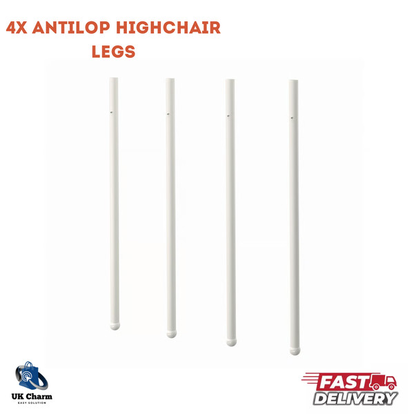 4x Patas de Trona IKEA ANTILOP Acero Blanco Piezas de Repuesto para Silla de Bebé