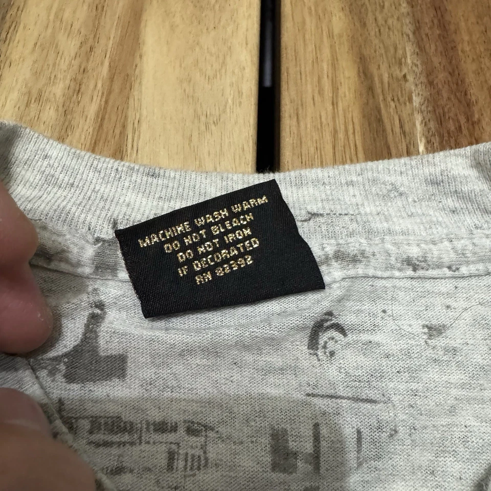 Винтажная мужская рубашка Babe Ruth L серая AOP New York Yankees одинарный шов США 90-е - Изображение 4 из 4