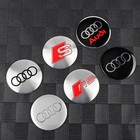 4x Audii Alloy Wheel Hub Centre Cap Set Center Caps Black Red 60mm