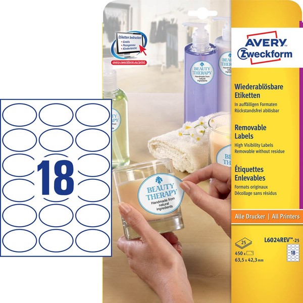 Avery Zweckform Etiketten L6024REV-25 Weiß 63,5 X 42,3 Mm, 25 Blatt-image