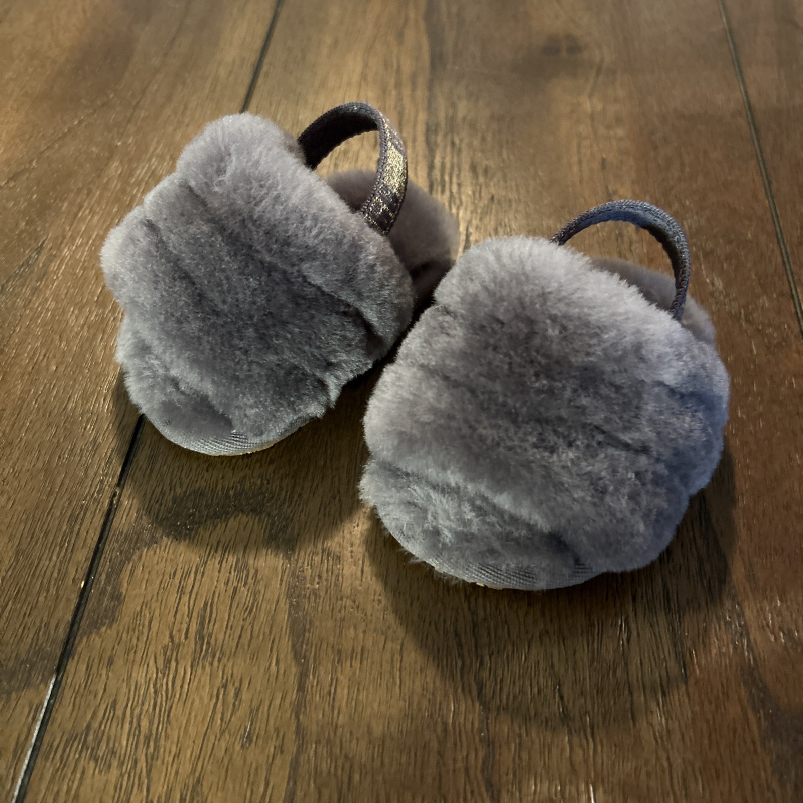 UGG Fluff Yeah Slide Baby Black Slingback Shoes/Slipper Size 02/03