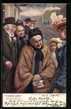Artist Postcard Raphael Tuck & Sons: Town Life, Granny's Outing 1905 