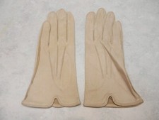 DESIGNER LADIES BEIGE LEATHER GLOVES UNLINED SIZE 6.5