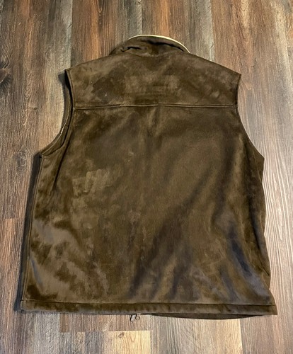 Rainforest Men's Full Zip Vest Size XL Suede Pockets Brown - Picture 3 of 4