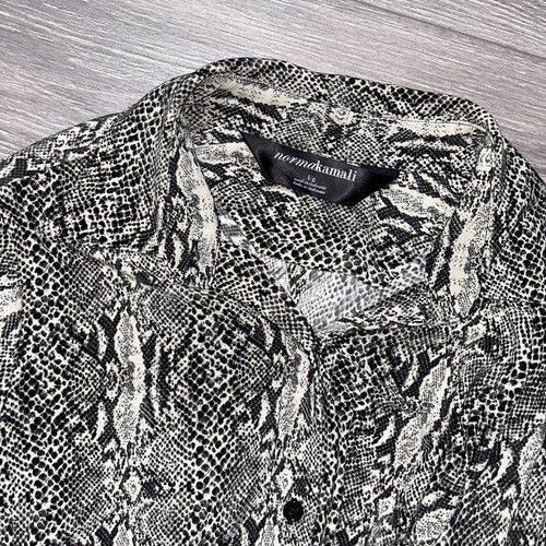 Norma Kamali Animal Print Button Jersey Stretch Knit Long Sleeve Shirt Dress L - Picture 18 of 18