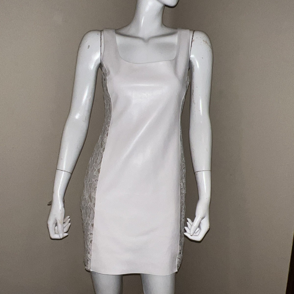 bailey 44 faux leather dress Bailey 44 Faux Leather Side Lace Panel Sz Small Dress New