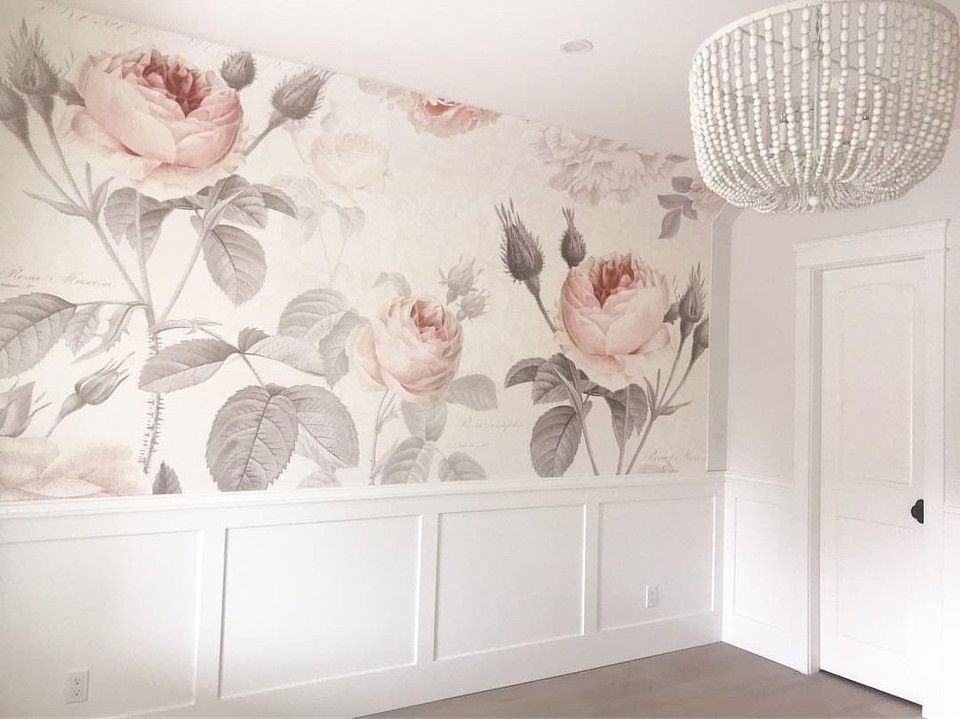 La Maison Wall Mural Floral Komar Decal Pink Grey Boho Contemporary Wallpaper eBay