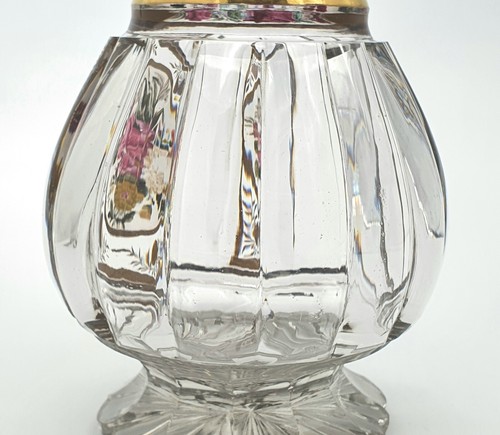 19. Jahrhundert emaillierter Dekanter c1840 Likör goldbeschnittenes Glas viktorianisch - Bild 12 von 18