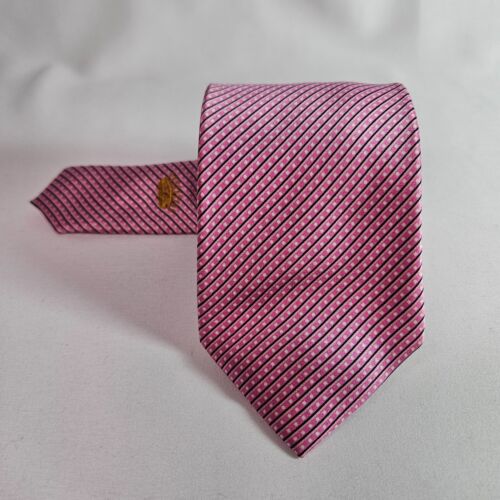 Countess Mara 100% Silk Hand Made Tie Geometric Pink 3" x 58.5" - Picture 2 of 9