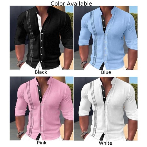 Camisa de vestir moderna para hombre manga larga blusa con botones camisas formales Prendas para el torso Reino Unido - Imagen 4 de 25
