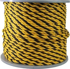 ATERET Twisted 3-Strand YELLOW & BLACK Polypropylene Rope Monofilament ALL SIZES
