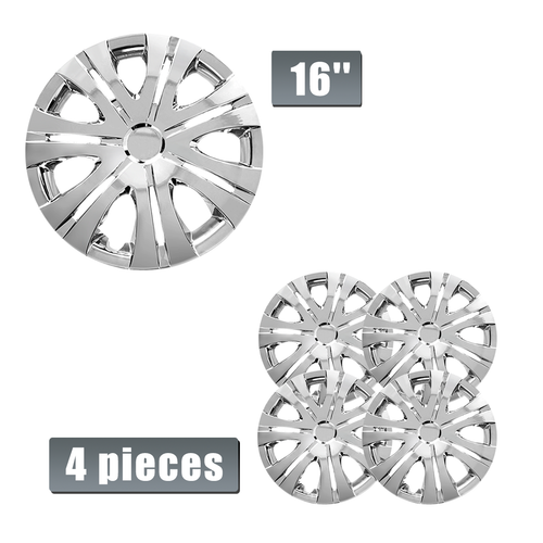 16" Set of 4 Chrome Wheel Cover Full Rim Hubcaps fit R16 Steel Rims Silver eBay