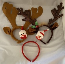 Set Of 3 Christmas Holiday Novelty Handmade Headbands Head Hair Decorations New