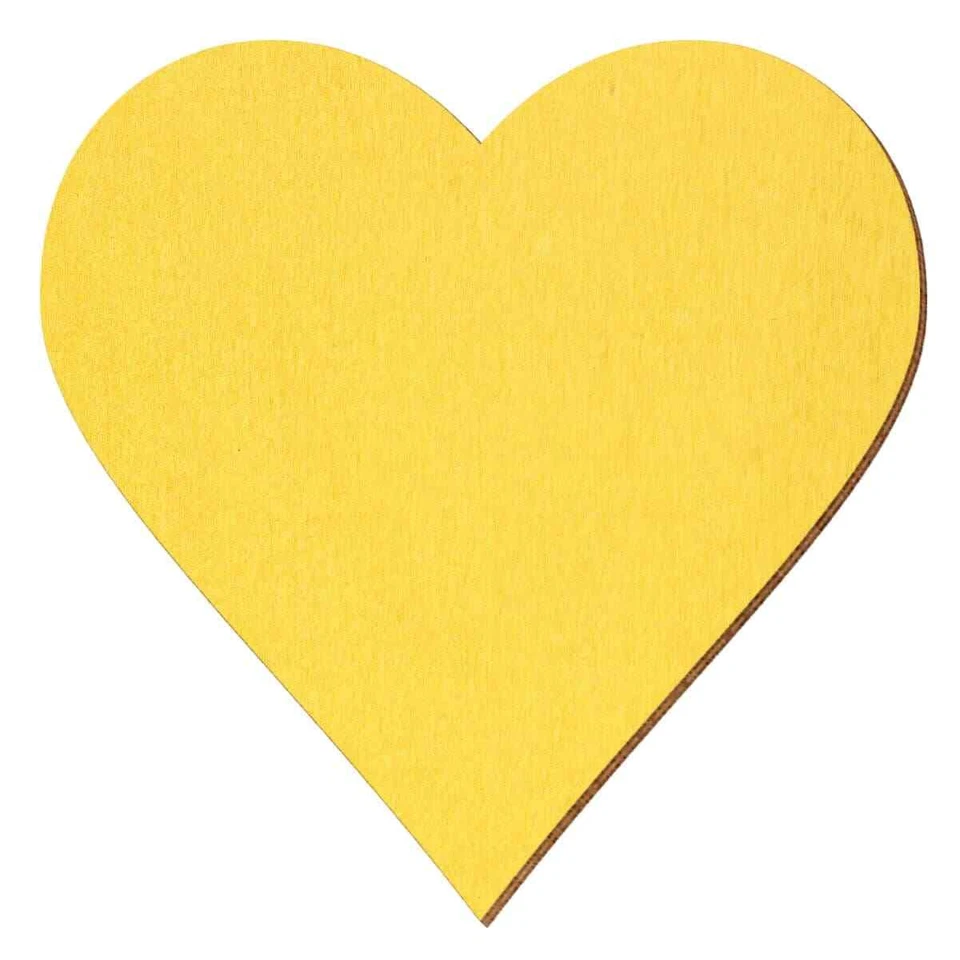 Gelbe Holz Herzen - Deko Zuschnitte Größenauswahl - Bild 1 von 1