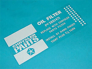 Oil Filter Decal : Z96 Filters FITS Chrysler Valiant - Picture 1 of 1