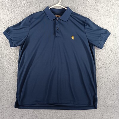 Albert Morris Comfort Shirt Mens XL Blue Polo Preppy Golf Embroidered Gold Logo