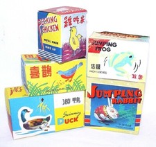 5x China BLUE BIRD DUCK FROG RABBIT CHICKEN Tin Wind-Up Toy Animal Set`75 RARE!