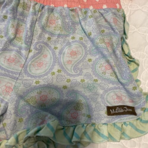USED MATILDA JANE Blue Paisley Ruffled 2 Pc Shorts Pajama Set Girls Size 6 - Picture 4 of 14
