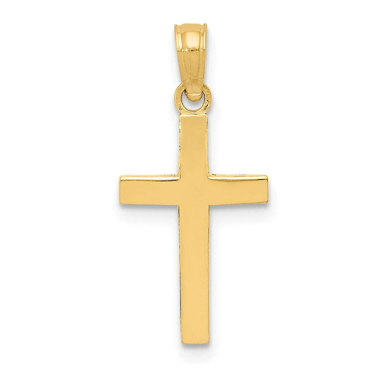 Herren Damen 14K Gelbgold Massiv Poliert Kleines Religiöses Kreuz