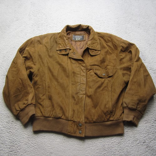 Vintage Express Jacke Herren L braun Leder Wildleder Bomber verwaschen 80er Flieger