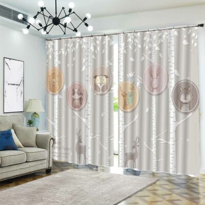 Circled Brown Hedgehog 3D Curtain Blockout Photo Printing Curtains Drape Fabric