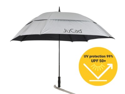JuCad Golfschirm windproof mit Schirmstift!   Farbe: silber mit UV-Schutz