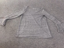 Loft top Medium gray pullover womens bell sleeve stretch polyester