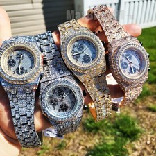Bling Rapper Simulated Diamond Metal Hip Hop Style Full Iced Band Watch Party