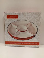 5 Section Chip And Dip Server With Metal Stand Lucky eagle CASINO & HOTEL. NEW.