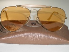 62 14mm VINTAGE B L RAY-BAN USA AMBERMATIC OUTDOORSMAN II AVIATOR SUNGLASSES