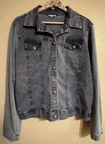 Suzy D London XL Distressed Blue Jean Billie Denim Jacket