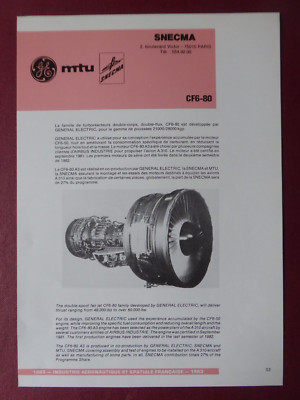 1983 DOKUMENT GIFAS SNECMA GENERAL ELECTRIC MTU CF6-80 FLUGZEUGMOTOR